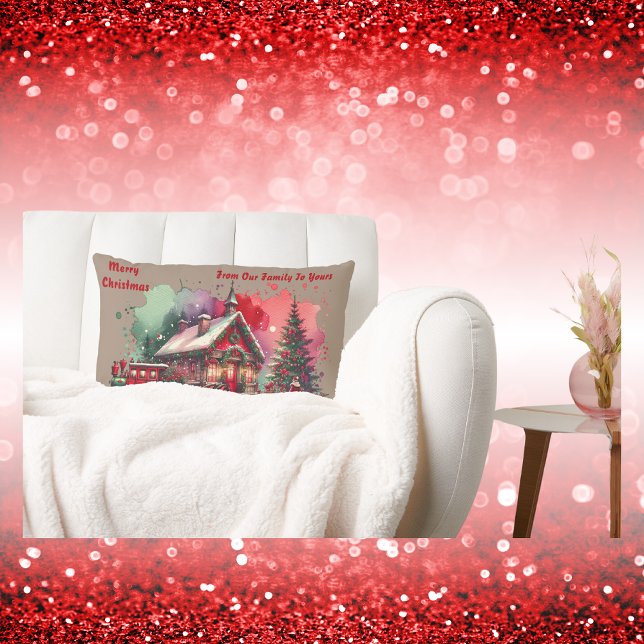 Monogram Festival Vintage Weihnachten auf braun | Lendenkissen (Von Creator hochgeladen)