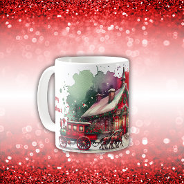 Monogram Festive Vintage Weihnachten auf weiß | Kaffeetasse