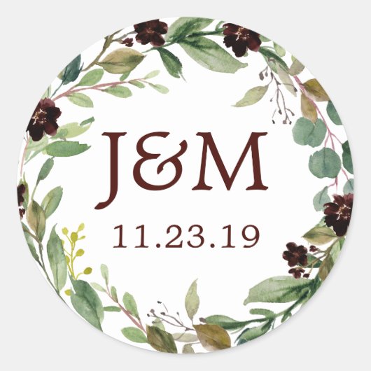 Monogram Fevor Stickers Greenery Burgundy (Vorderseite)