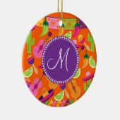 Monogram Fiesta Party Sombrero Cactus Limes Pepper Keramikornament (Rechts)