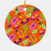 Monogram Fiesta Party Sombrero Cactus Limes Pepper Keramikornament (Hinten)