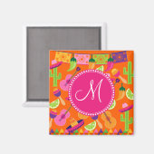 Monogram Fiesta Party Sombrero Cactus Limes Pepper Magnet (Vorderseite/Rückseite)
