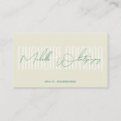 Monogram FINANCIAL ADVISOR moderne Schrift Visitenkarte (Vorderseite)