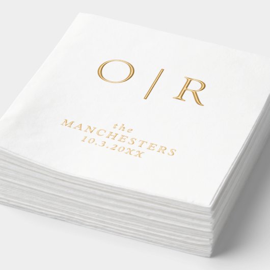Monogram First Initials Wedding Gold Foil Napkins Servietten Mit Folie (Ausschnitt)