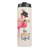 Monogram Flamingo "Be You tiful" Steampunk Hat Thermosbecher (Vorderseite)