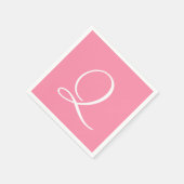Monogram Flamingo Pink Moderne Farbe Koordinierte  Serviette (Ecke)