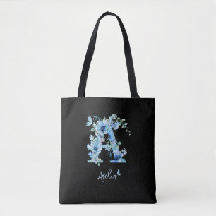Monogram Floral Alphabet A Personalize Tasche