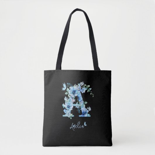 Monogram Floral Alphabet A Personalize Tasche (Vorderseite)