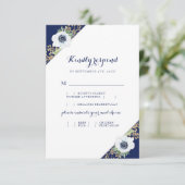 Monogram Floral Anemone Wedding Meal Choice RSVP Karte (Stehend Vorderseite)