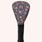 Monogram Floral Black Pink Boho Golf Headcover