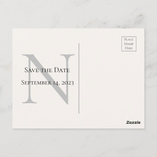 Monogram Floral Black Wasserfarbe Save the Date Postkarte (Rückseite)