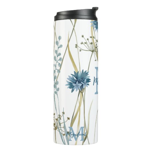 Monogram Floral Blue Thermosbecher (Nach links gedreht)