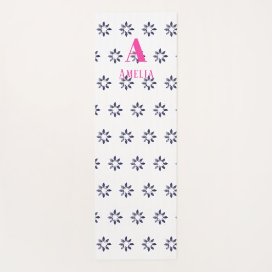 Monogram Floral Blue Yogamatte (Rückseite)