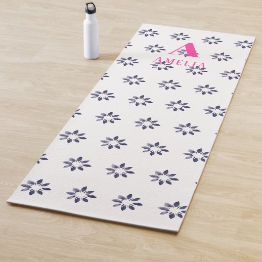 Monogram Floral Blue Yogamatte (Beispiel)