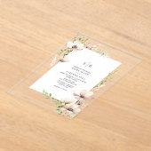 Monogram Floral Blush Off White Botanical Wedding Acryleinladungen (Ablage )