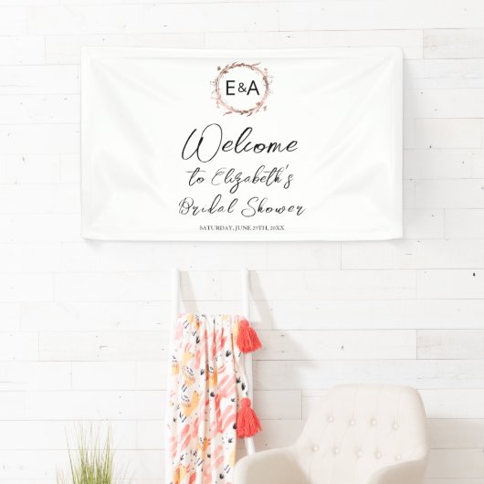 Monogram Floral Brautparty Begrüßungszeichen Banner (Insitu)