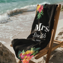 Monogram Floral Bridal Strandtuch