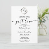 Monogram Floral Calligraphy Foto Wedding Einladung (Stehend Vorderseite)