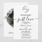 Monogram Floral Calligraphy Foto Wedding Einladung (Vorne/Hinten)