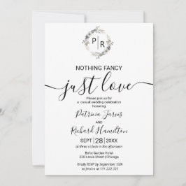 Monogram Floral Calligraphy Foto Wedding Einladung