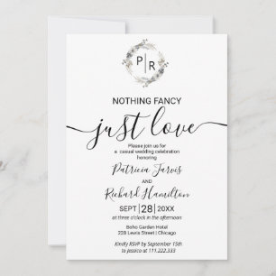 Monogram Floral Calligraphy Foto Wedding Einladung