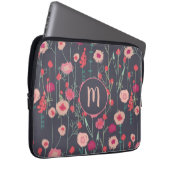 Monogram Floral Dark Laptopschutzhülle (Vorne Rechts)
