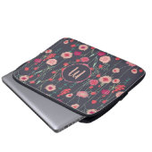 Monogram Floral Dark Laptopschutzhülle (Vorne Knopf)
