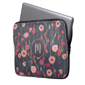 Monogram Floral Dark Laptopschutzhülle (Vorderseite Links)