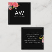 Monogram Floral Design Quadratische Visitenkarte (Vorne/Hinten)