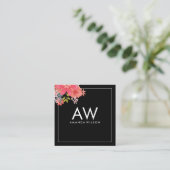 Monogram Floral Design Quadratische Visitenkarte (Stehend Vorderseite)