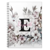 Monogram floral drawing pink cherry blossom  notizblock (Vorderseite)