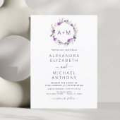 Monogram Floral Dusty Lila Greenerity Wedding Einladung