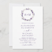 Monogram Floral Dusty Lila Greenerity Wedding Invi Einladung (Vorderseite)