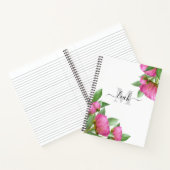 Monogram Floral Elegant Pretty Pink Peony Flower Notizblock (Innenseite)