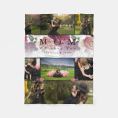 Monogram Floral Family and Mother Foto Collage Fleecedecke (Vorderseite)