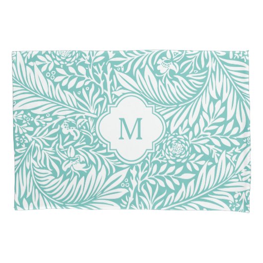 Monogram Floral Foliage William Morris Pattern Kissenbezug (Vorderseite)