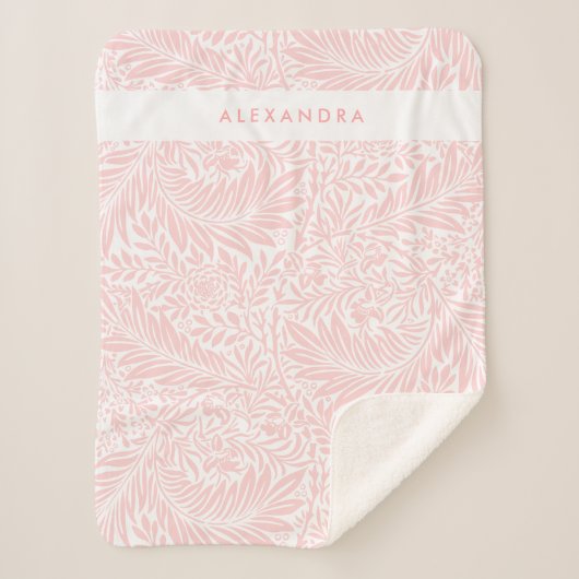 Monogram Floral Foliage William Morris Pink Sherpadecke (Vorderseite)