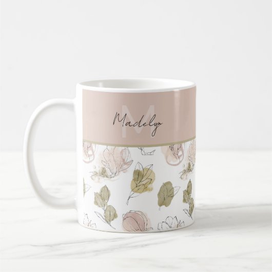 Monogram Floral Girl Kaffeetasse (Links)