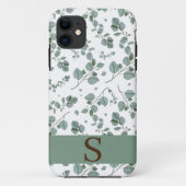 Monogram Floral Green Ivy Blätter & White Case-Mate iPhone Hülle (Rückseite)
