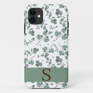 Monogram Floral Green Ivy Blätter & White Case-Mate iPhone Hülle