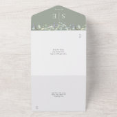 Monogram Floral Greenerity Sage Green Wedding All In One Einladung (Außenbereich)