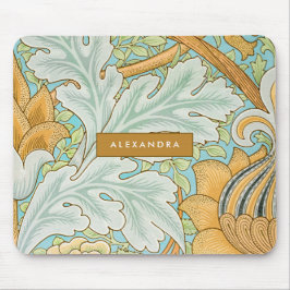 Monogram Floral Greenery Botanical Yellow Green Mousepad