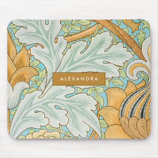 Monogram Floral Greenery Botanical Yellow Green Mousepad (Vorne)