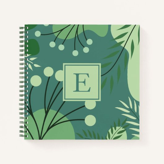 Monogram Floral Greenery Spiral Notebook Notizblock (Vorderseite)