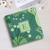 Monogram Floral Greenery Spiral Notebook Notizblock