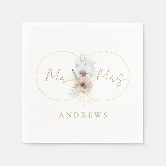 Monogram Floral Hochzeiten    Serviette (Vorderseite)