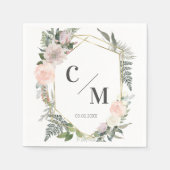 Monogram Floral Hochzeiten Serviette (Vorderseite)