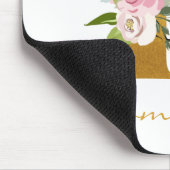Monogram Floral Imitats Goldener Name Erstpersonal Mousepad (Ecke)