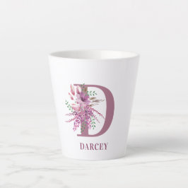 Monogram Floral Initial Lilac und Lavendel Blume Milchtasse