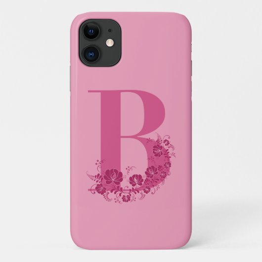 Monogram Floral Letter B iPhone Case (Rückseite)